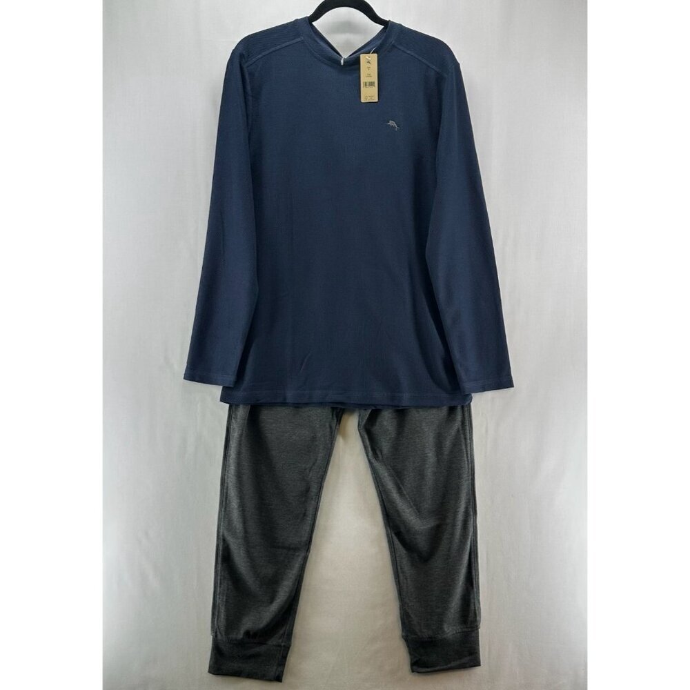 Tommy Bahama Pajamas Mens Sz S Lounge Set 2-Piece PJ Shirt and Pants Blue Gray